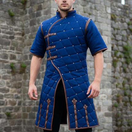 Ren faire Costume Gambeson With Leather Trim