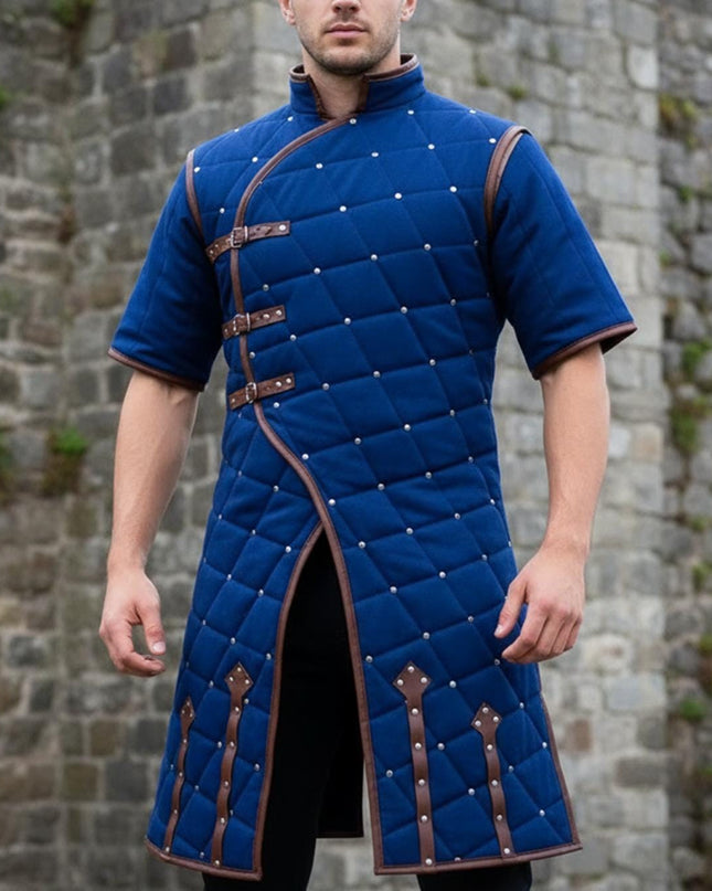 Ren faire Costume Gambeson With Leather Trim