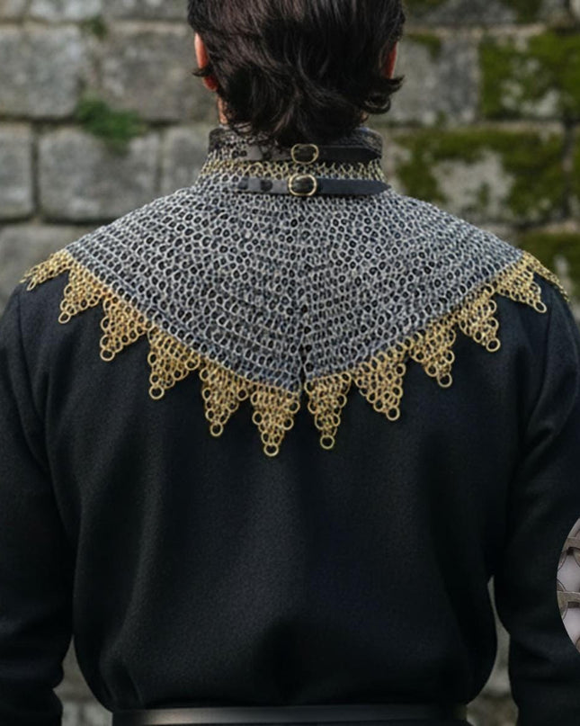 Chainmail Collar – 9mm Flat  Riveted Rings with warsher, Brass Zig-Zag