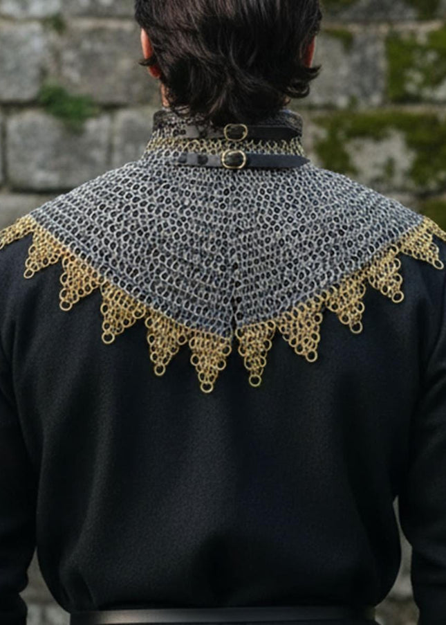Chainmail Collar – 9mm Flat  Riveted Rings with warsher, Brass Zig-Zag