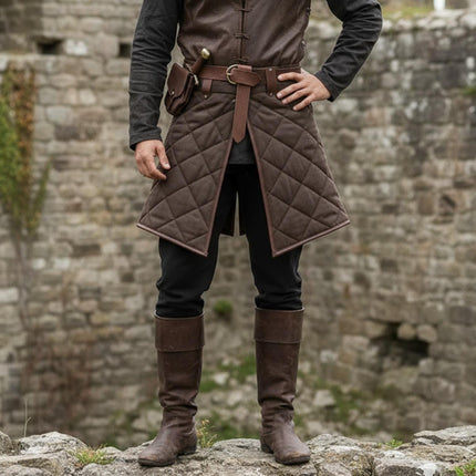 Cotton Padded Skirt with Brown Leather Trim