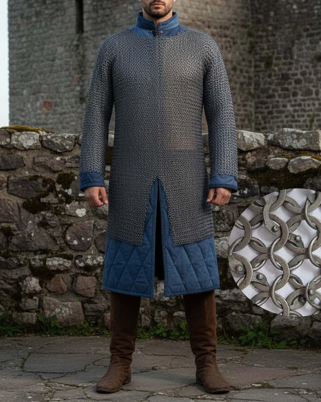 Medieval Chainmail Shirt Full Sleeve – 9mm Riveted Rings with Washers