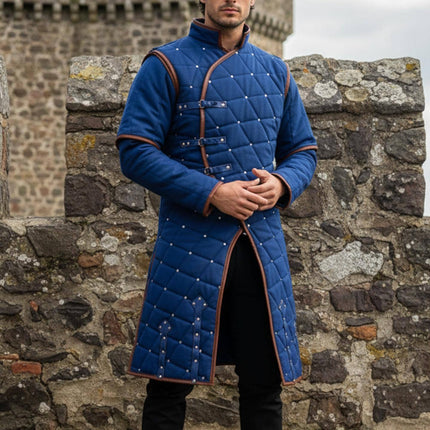 Ren faire Costume Gambeson With Leather Trim
