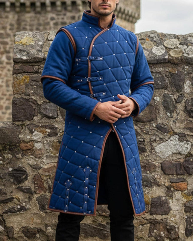 Ren faire Costume Gambeson With Leather Trim