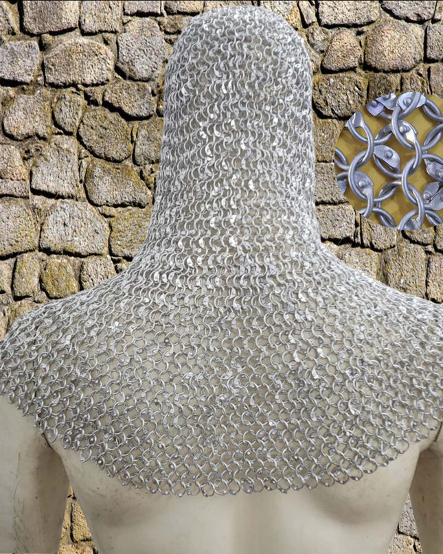 Medieval Aluminum Chainmail Coif – 9mm Full Round Riveted