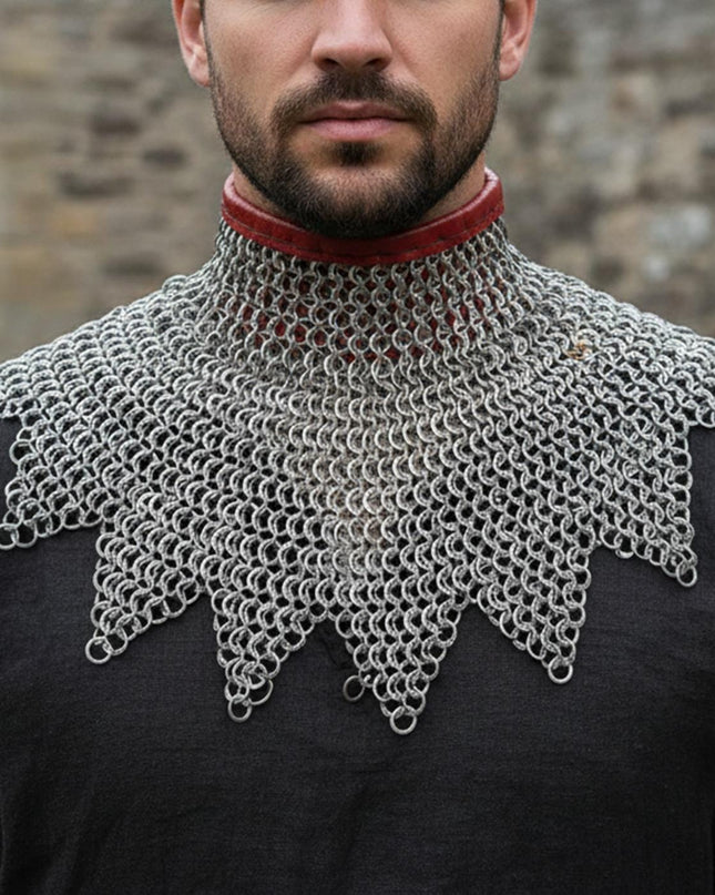 Medieval Chainmail Collar – Flat Riveted Rings with Washers