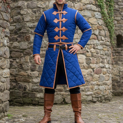 Renaissance Faire Gambeson With Leather Trim