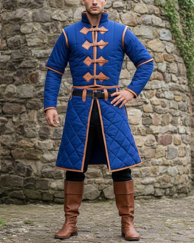Renaissance Faire Gambeson With Leather Trim