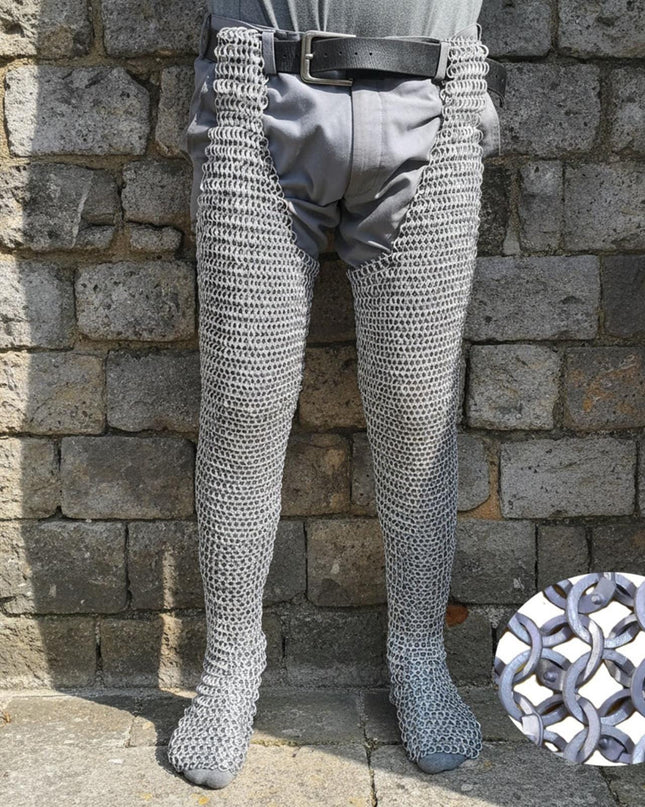 Aluminum Chainmail Chausses – 9mm Flat Ring Riveted and Washers