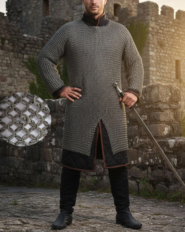 Medieval Knight Chainmail Shirt – 9mm Round Riveted with Washers
