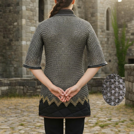 Chainmail Shirt – 9mm Flat Rings with Washers with Brass Trim