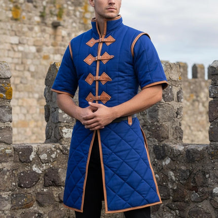Renaissance Faire Gambeson With Leather Trim