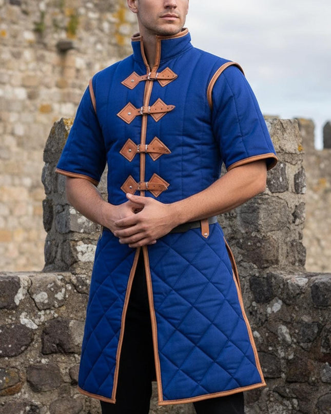 Renaissance Faire Gambeson With Leather Trim
