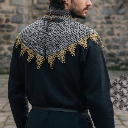Chainmail Collar – 9mm Flat  Riveted Rings with warsher, Brass Zig-Zag