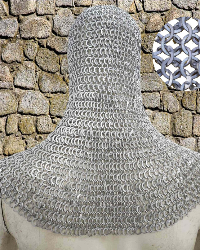 LARP Chainmail Coif – 9mm Flat Riveted Rings with Flat Washers