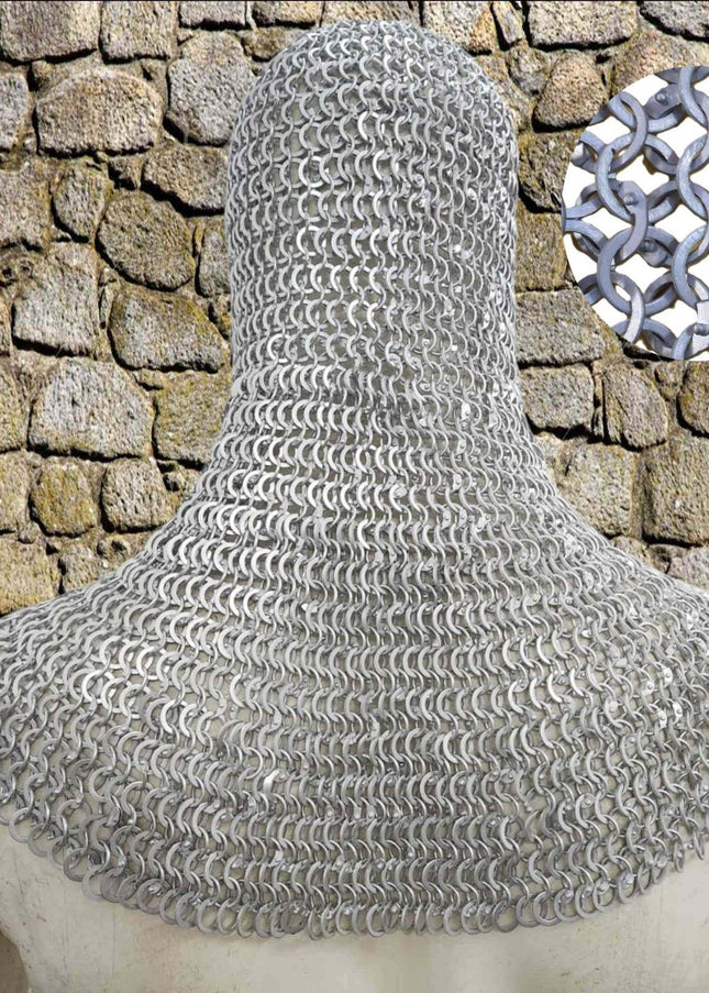 LARP Chainmail Coif – 9mm Flat Riveted Rings with Flat Washers