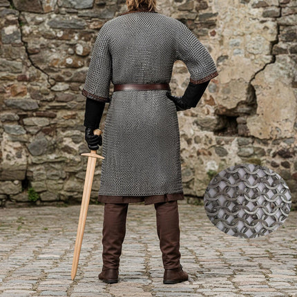Chainmail Hauberk-9mm Flat Riveted With Washers Front Opening