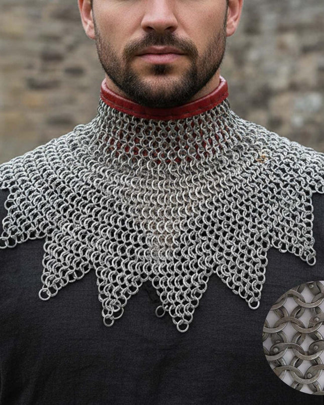 Medieval Chainmail Collar – Flat Riveted Rings with Washers