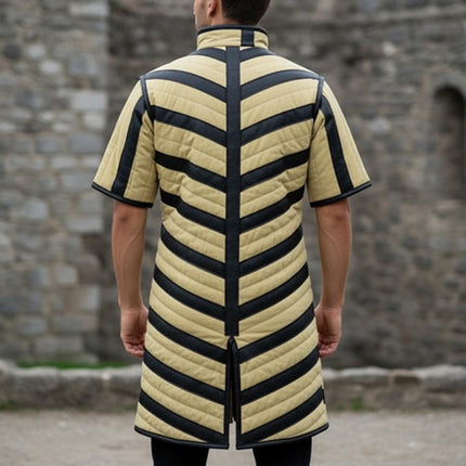 Ren Faire Gambeson – Green with Black Leather Trim