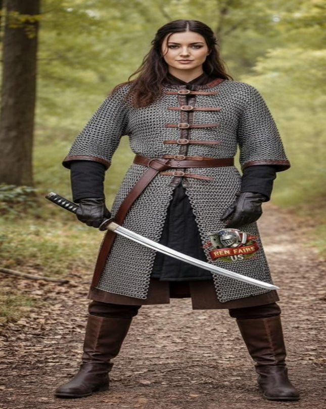 Chainmail Armor Shirt – 9mm Flat Riveted Rings with Washers for LARP & Cosplay