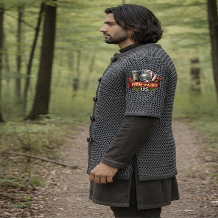 Dark Gray Chainmail Shirt 9mm Aluminum Flat Rings Medieval Hauberk for LARP