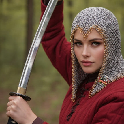 Aluminum Butted Chainmail Coif – 10MM Ring Medieval Hood for Ren Faire