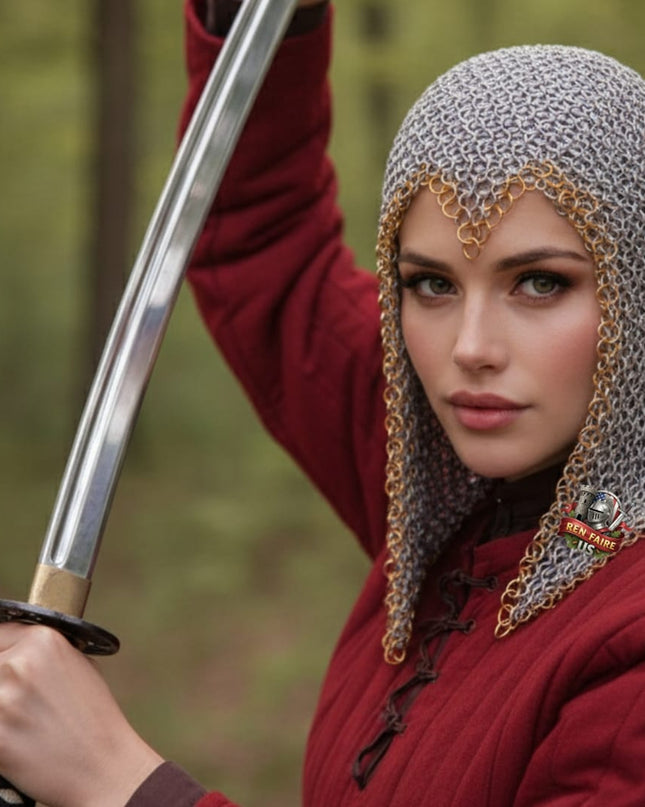Aluminum Butted Chainmail Coif – 10MM Ring Medieval Hood for Ren Faire