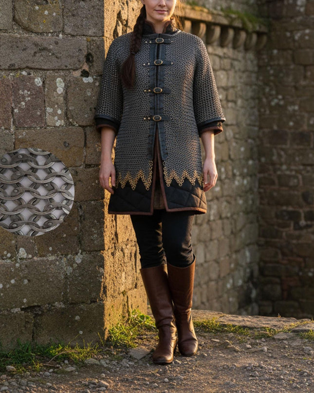 Chainmail Shirt – 9mm Flat Rings with Washers with Brass Trim
