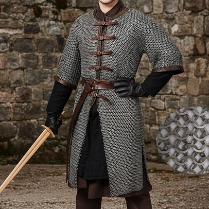 Chainmail Hauberk-9mm Flat Riveted With Washers Front Opening