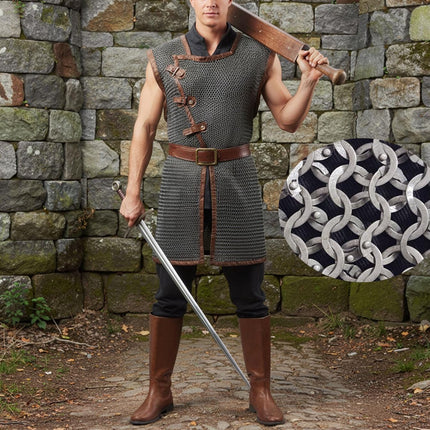Sleeveless Chainmail Shirt – 9mm Flat Riveted Rings with Washers