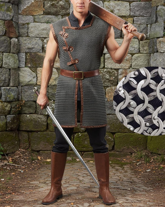 Sleeveless Chainmail Shirt – 9mm Flat Riveted Rings with Washers