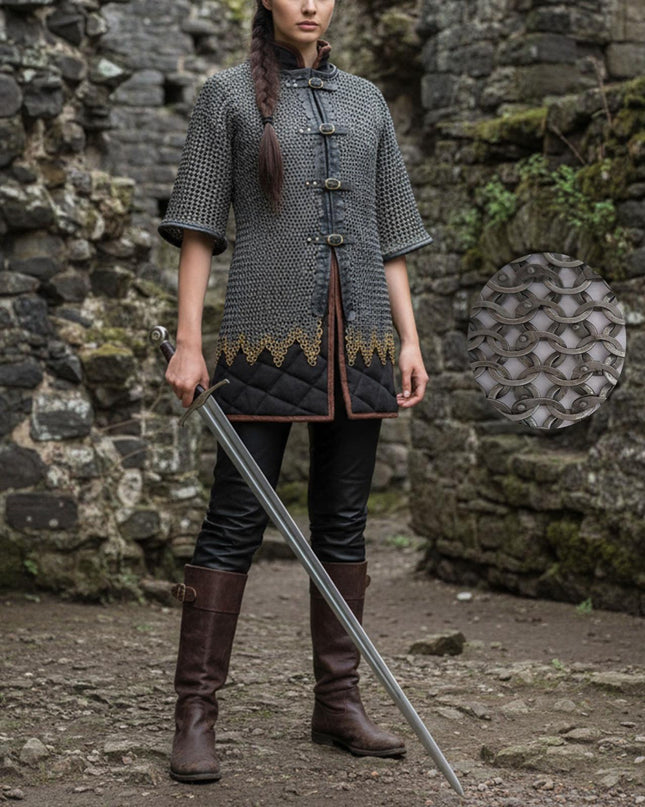 Chainmail Shirt – 9mm Flat Rings with Washers with Brass Trim