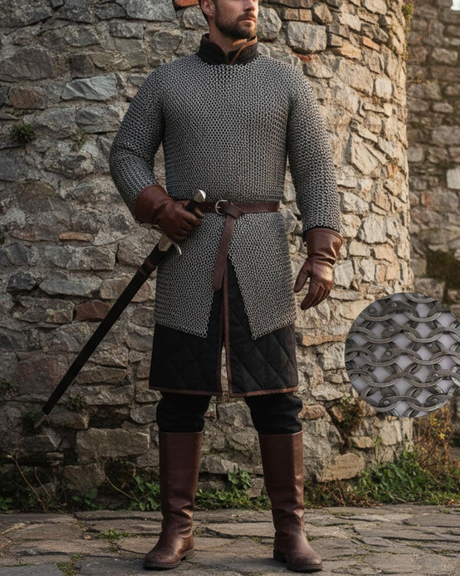 Medieval Chainmail Shirt – 9mm Flat Riveted Rings with Solid Washers