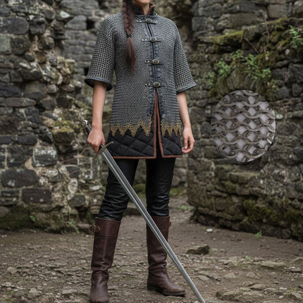Chainmail Shirt – 9mm Flat Rings with Washers with Brass Trim