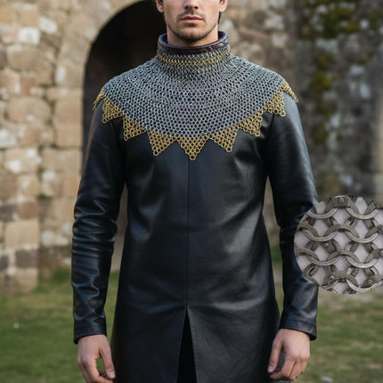 Chainmail Collar – 9mm Flat  Riveted Rings with warsher, Brass Zig-Zag