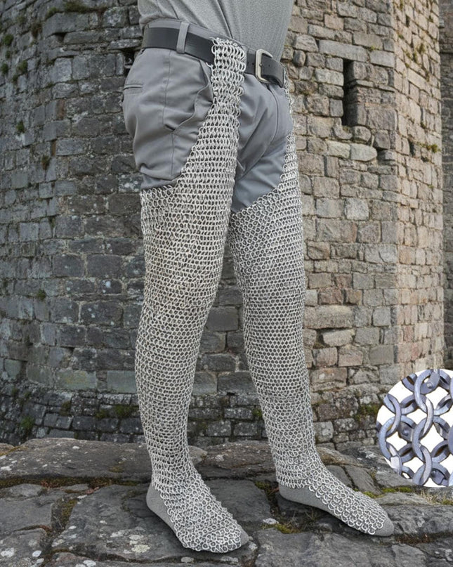 Aluminum Chainmail Chausses – 9mm Flat Ring Riveted and Washers