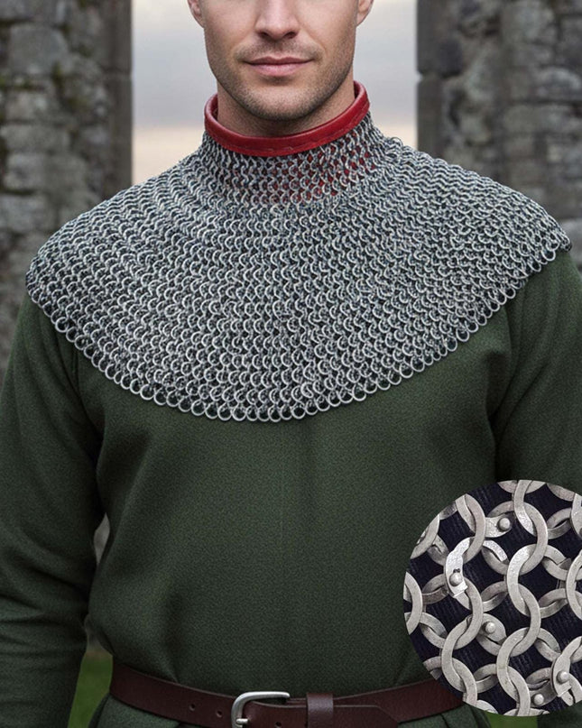 Medieval Chainmail Collar - Flat Riveted And Washers