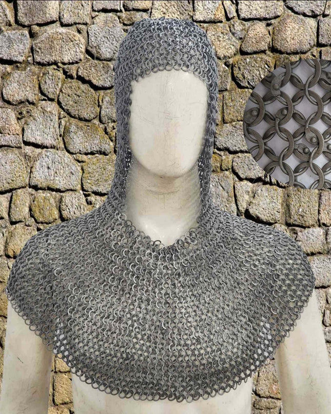 Knight Chainmail Hood – 9MM Round Riveted With Washers