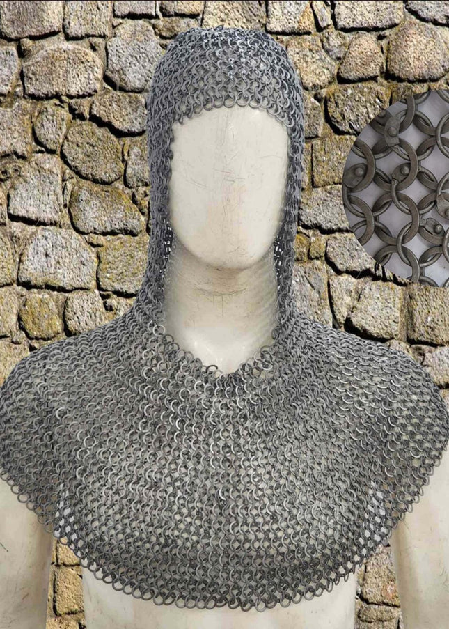 Knight Chainmail Hood – 9MM Round Riveted With Washers