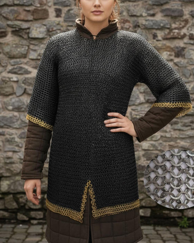 Chainmail Shirt – 8MM Flat Riveted Rings with Washers and Brass Rows