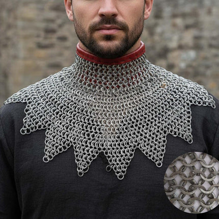 Medieval Chainmail Collar – Flat Riveted Rings with Washers