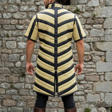 Ren Faire Gambeson – Green with Black Leather Trim