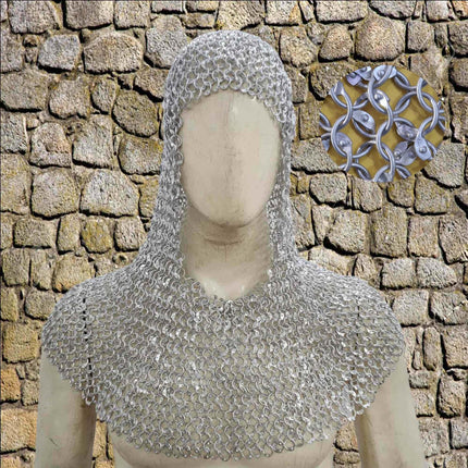 Medieval Aluminum Chainmail Coif – 9mm Full Round Riveted