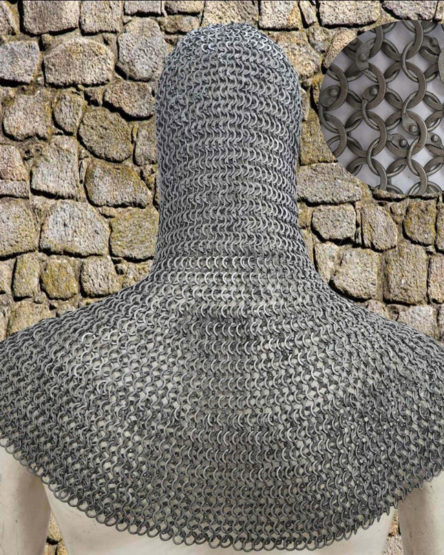 Knight Chainmail Hood – 9MM Round Riveted With Washers