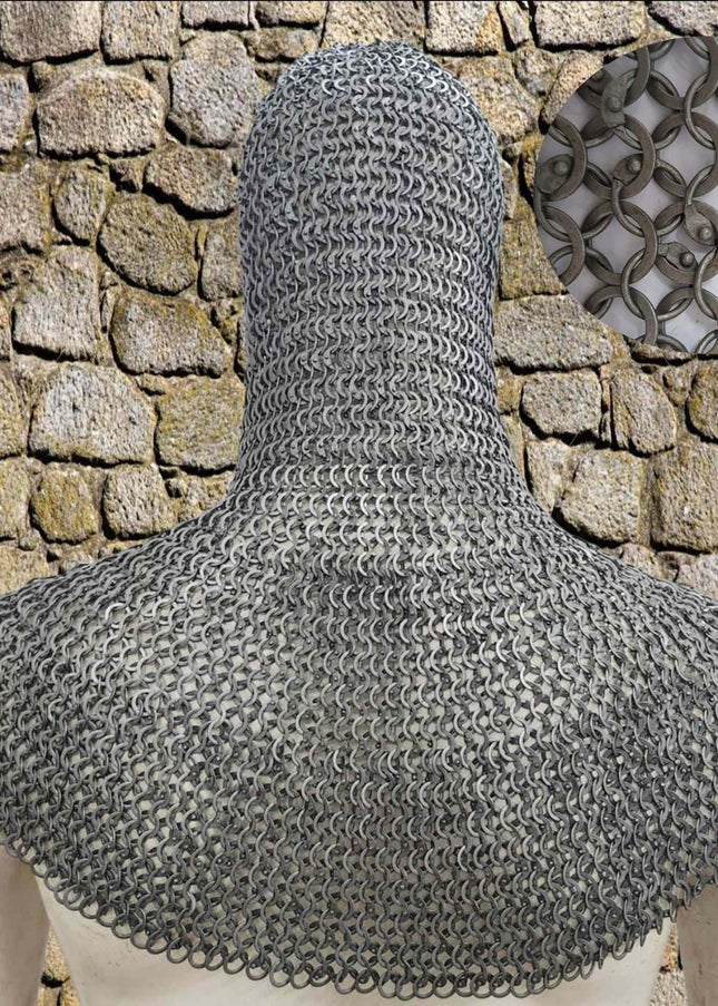 Knight Chainmail Hood – 9MM Round Riveted With Washers