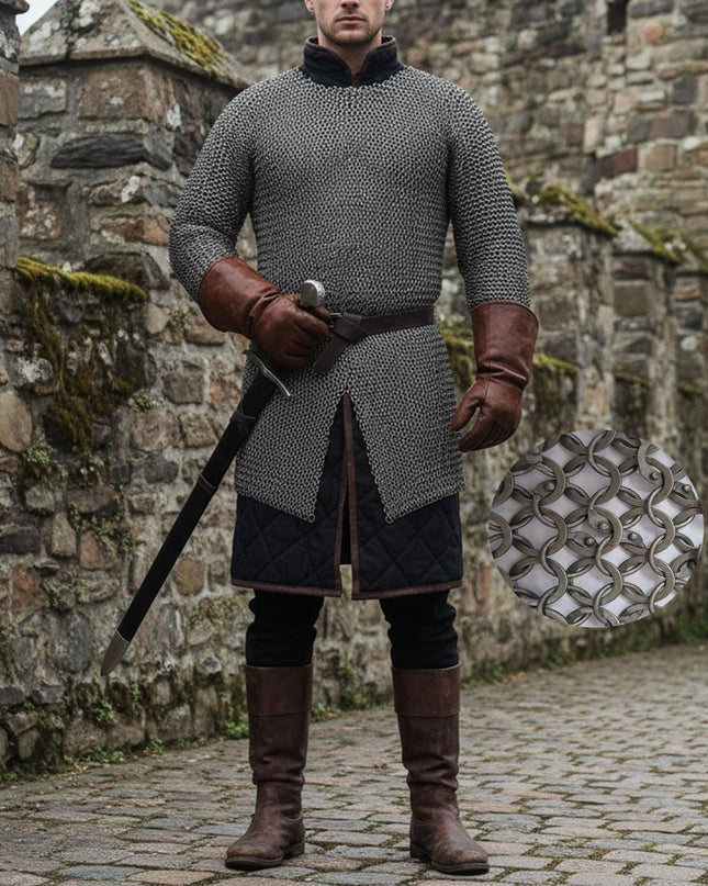 Medieval Knight Chainmail Shirt – 9mm Round Riveted with Washers